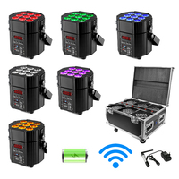 Kit de projecteurs LED à batterie avec flight case 6-en-1, rechargeable, 9*12 RGBWA+UV, éclairage d'ambiance pour église, DMX sans fil, pour scène de mariage et DJ
