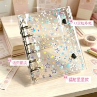 Couverture de carnet à feuilles mobiles en PVC holographique étoilé, reliure rechargeable, formats A5, A6, A7, logo personnalisé, vente en gros, approvisionnement en vrac