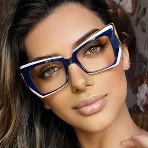 TR90 Cat Eye Myopic Glasses Frame Wholesale Cat Eye Popular Design Flat Lens Fashion Anti Blue Light Eyeglasses Women