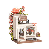 Blocs de construction d'architecture botanique, ensemble de construction de boutique de fleurs, modèle de mini-vitrine de magasin vintage esthétique, vente en gros OEM/ODM