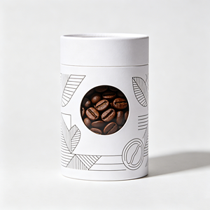 Boîte cylindrique en carton de marque avec fenêtre transparente, tube en papier biodégradable pour l'emballage des grains de café, destinée au marché d'exportation - Product Image 1