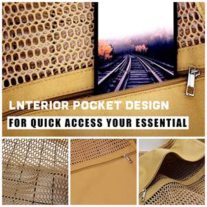 Sac fourre-tout en maille imperméable à fermeture ouverte pour femmes de grande capacité pour la plage et un usage quotidien-personnalisable toutes les saisons - Product Image 4