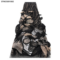 Motif de plumes de luxe fait à la main perlé broderie dentelle tissu conceptions dubaï 3D strass perlé dentelle tissu dentelle garniture tissu