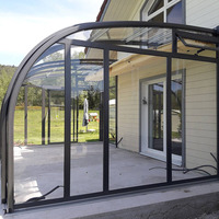 Véranda mobile rétractable en aluminium avec toit en verre trempé double pour villa résidentielle, piscine, patio, jardin
