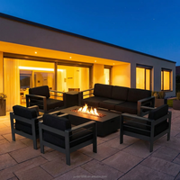 Conjunto de Sofás Modulares de Aluminio para Patio Exterior, Moderno y Lujoso, Resistente a la Intemperie, con Asientos Profundos, para Jardín, Terraza, Balcón o Porche