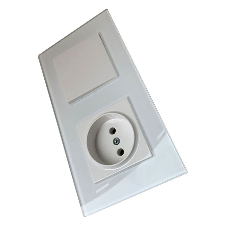 VNX Wholesale Price EU Standard Switches Sockets New Arrival Double Socket Crystal Glass Panel Socket