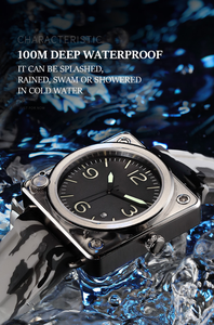 <span class=keywords><strong>Orologio</strong></span> da Uomo di Lusso Personalizzato con Cassa Quadrata in Acciaio Inox e Cinturino in Pelle, Movimento al Quarzo, Quadrante in Vetro e Display a Lancette - Product Image 6