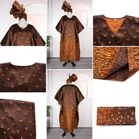 Robe africaine tendance grande taille pour femme S11088, vêtement ample imprimé jacquard, robe Dashiki africaine Boubou + foulard