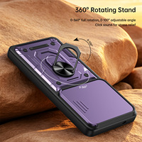 Étui de protection robuste avec couvercle coulissant pour objectif et support rotatif à 360° pour Samsung S26 Ultra