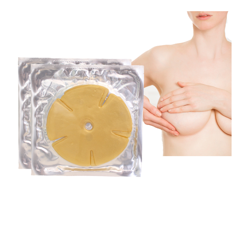 Частная этикетка пухлые коллагеновая укрепляющая спальный расширения с покрытыем цвета чистого 24 каратного золота с украшением в виде кристаллов груди Тканевая маска коллагена маска для груди