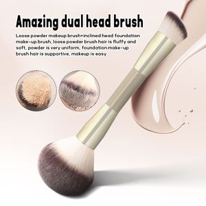 Ensemble de pinceaux de maquillage à double extrémité, face plate, vegan, synthétique doux, pour fond de teint liquide, anticernes, blush, poudre, pinceau cosmétique - Product Image 4
