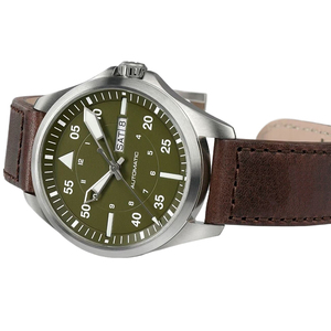 Shenzhen China fabricante relojes automáticos hombres con cara verde y correa de piel de becerro <span class=keywords><strong>100M</strong></span> <span class=keywords><strong>WR</strong></span> U3005 - Product Image 2