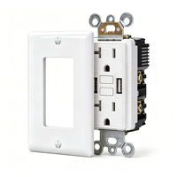 Prise murale USB Hooanke 20A GFCI, prise double USB TR 125V 4.8A, interrupteur différentiel de classe A homologué ETL