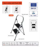 Escabeau pliable en aluminium avec rail de sécurité Capacité de poids élevée et profil mince peu encombrant