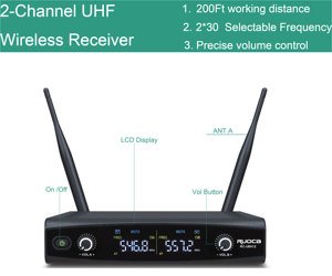 Ensemble de <span class=keywords><strong>micro</strong></span> Vocal sans fil professionnel, Microphone portable sans fil Uhf à 2 canaux - Product Image 2
