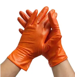 Hot selling cheap anti skid diamond series mixed orange nitrile gloves for construction industry gloves
