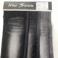 Tissu denim extensible à chevrons croisés CF5028, couleur noir brut, tissé, pour la fabrication de vêtements