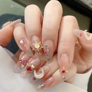 TSZS 10 pz/borsa popolare marinaio a forma <span class=keywords><strong>di</strong></span> luna 3D lega rosa rosa colore rosa Shinny smalto zircone marinaio luna Nail Art decorazione - Product Image 4