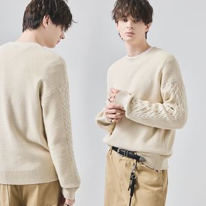 เสื้อไหมพรมคอวีทรงหลวม แขนยาว สีพื้น สำหรับผู้ชาย ฤดูใบไม้ร่วง สไตล์ลำลองอเนกประสงค์ ผลิตแบบ OEM/ODM  วัสดุโพลีเอสเตอร์/อะคริลิก - Product Image 4