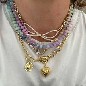 <span class=keywords><strong>Collana</strong></span> Artigianale da Spiaggia <span class=keywords><strong>con</strong></span> <span class=keywords><strong>Perle</strong></span> Barocche e <span class=keywords><strong>Perle</strong></span> <span class=keywords><strong>di</strong></span> Vetro, Placcata Oro 18K, in Acciaio Inossidabile, <span class=keywords><strong>con</strong></span> Ciondolo a <span class=keywords><strong>Fiocco</strong></span>, Gioielli - Product Image 2