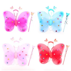 Children's luminous colorful butterfly wings double-layered wings for party performance