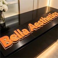 Caractères lumineux rétroéclairés à LED double face personnalisés avec bordure lumineuse, plinthes segmentées pour signalétique commerciale et décoration de bureau