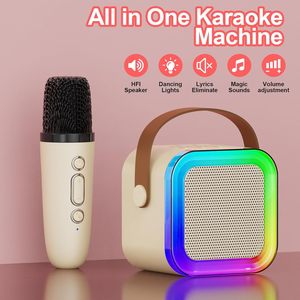 Mini microphone double portable avec microphone intégré pour chanter à la maison, karaoké avec haut-parleur sans fil Bluetooth RGB - Product Image 2