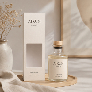 Aikun Low MOQ 3 Day Sample 200ml White Window Glass Sticker Box Custom Scent Long Lasting Reed Diffuser Gift <b>Set</b> for Home Brand - Product Image 1