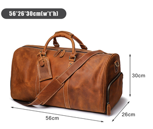 Sac de voyage week-end en cuir véritable <span class=keywords><strong>Crazy</strong></span> Horse vintage personnalisé, imperméable, avec compartiment à chaussures - Product Image 4