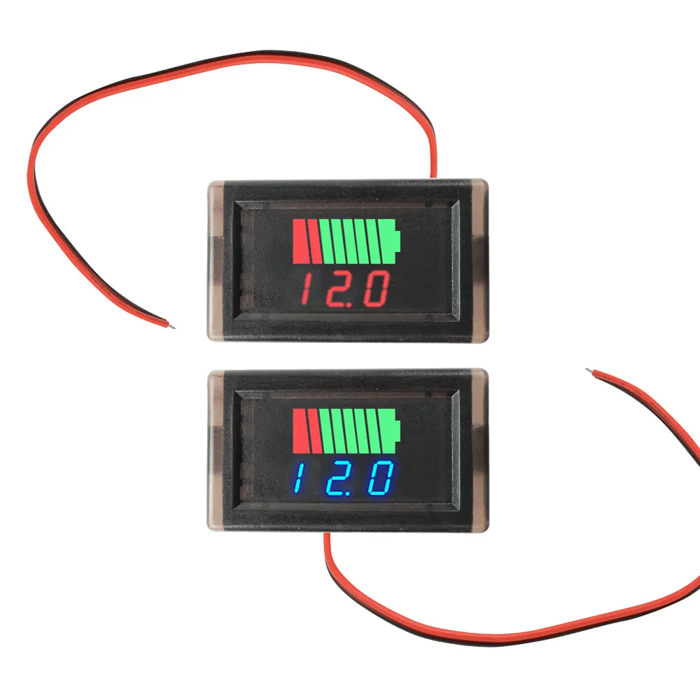 Voltmeter baterai Meter Lithium Polymer LCD, indikator kapasitas tegangan tahan air