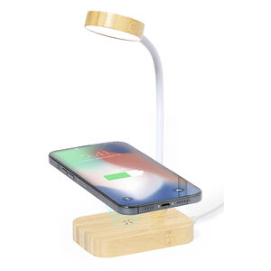 Cargador Inalámbrico Multifuncional de 15W, Lámpara de Mesa de Madera con Control Táctil Flexible, Lámpara LED Regulable con Cargador - Product Image 1