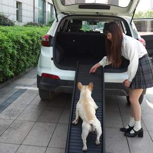 हैपेट रंग पॉलिएस्टर फाइबर टेलीस्कोपिंग पालतू सीढ़ियां फोल्डेबल पोर्टेबल लोड असर कुत्ते रैंप ढलान कार के लिए सीढ़ी - Product Image 2