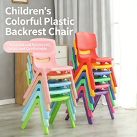 Juego de Muebles Modernos y Duraderos para Aula de Jardín de Infancia y Preescolar, Mesas y Sillas de Plástico Coloridas con Respaldo Curvo y Reforzado