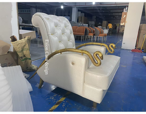 Canapé fauteuil relaxant individuel en cuir de serpent d'Italie, fabrication professionnelle, luxe léger, accoudoir en serpent doré, cadre en bois massif - Product Image 5