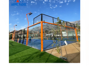 Campo da padel panoramico modulare di facile installazione con erba sintetica e tettoia elettrica - Product Image 4