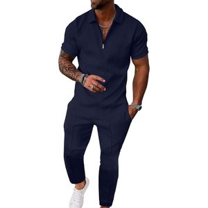 Ensemble de survêtement pour homme 2 pièces, sweat-shirt à manches courtes décontracté, pantalon de jogging ample, design respirant - Product Image 1