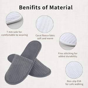 Pantuflas de viaje para invitados, pantuflas desechables de talla única, 5 pares de pantuflas de spa de forro polar coral antideslizantes para hotel - Product Image 4