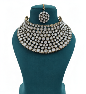 Ensemble de bijoux en strass plaqué or, collier et boucles d'oreilles géométriques pour mariage, cadeau de fête - Product Image 1