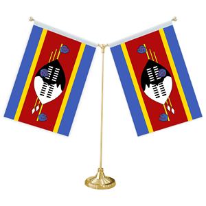 Bandera Nacional de Eswatini Bandera de mesa de doble cara Impresión de <span class=keywords><strong>escudo</strong></span> destacado Selección de aspectos destacados del escritorio de la sala de conferencias - Product Image 1