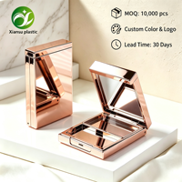 Nouvelle boîte vide à double compartiment pour fard à joues, fard à paupières et illuminateur, plaquée or, avec couvercle de séparation, pour marque de cosmétiques