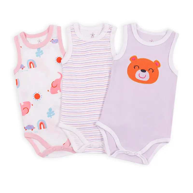 Musim panas tanpa lengan 3-24 bulan baju bayi baru lahir bayi Onesie piyama baju monyet bayi pakaian untuk bayi laki-laki perempuan