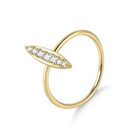 Bague NOVA en argent sterling 925 plaqué or K avec moissanite, motif géométrique en forme de gousse de haricot, style bohème, pavé serti, unisexe, Golden Dawn