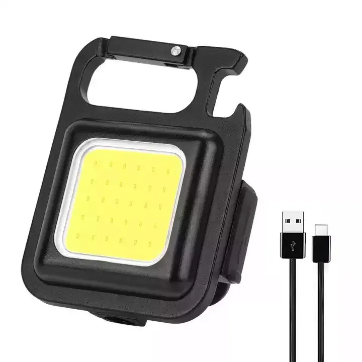 Atacado Mini COB Chaveiro Luz Recarregável Pequena Lanterna LED 800 Lumen Portátil 4 Modos de Luz Bolso Com Suporte Dobrável