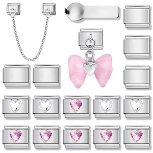 Fashion Heart Element Combination Set Stainless Steel Italian Charm Link Fit 9mm Stainless Steel Bracelet DIY Making Jewelry - Product Image 2