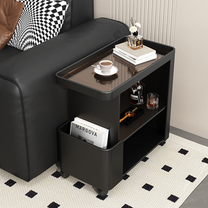 Mesa Auxiliar Móvil Moderna con Ruedas <span class=keywords><strong>y</strong></span> Estantes Abiertos para Sala de Estar, Dormitorio u Oficina, Mesa Auxiliar Rodante Estrecha con Espacio de Almacenamiento - Product Image 1