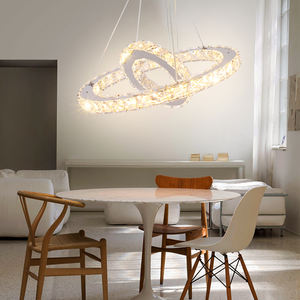 โคมไฟระย้าคริสตัล LED สแตนเลสสตีล 2 วง ดีไซน์หรูหราทันสมัย แสงสีขาว 6000K ค่า CRI สูง 90 เหมาะสำหรับห้องนั่งเล่น - Product Image 3