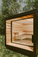 Prix d'usine – Sauna sec extérieur moderne personnalisé pour 4 personnes, design carré en cèdre rouge, épicéa et pruche, électrique