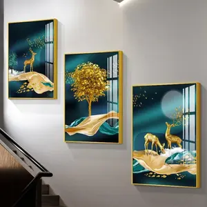 Pintura de porcelana de cristal de Ginkgo Biloba para el hogar, póster nórdico con imagen HD de cristal 5D, arte de pared moderno impreso en alta definición