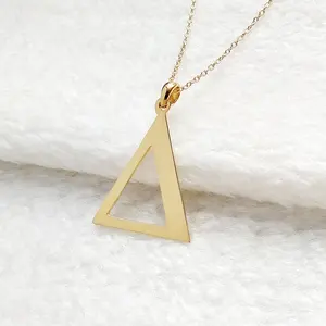 Customize Gold and Silver Color Greek Letters Symbol Pendants 316L Stainless Steel Charm Necklace Triangle Pendant
