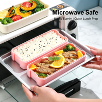 Boîte à bento empilable à 3 étages en paille de blé écologique avec couverts intégrés pour l'école, le bureau, les étudiants, boîte à lunch